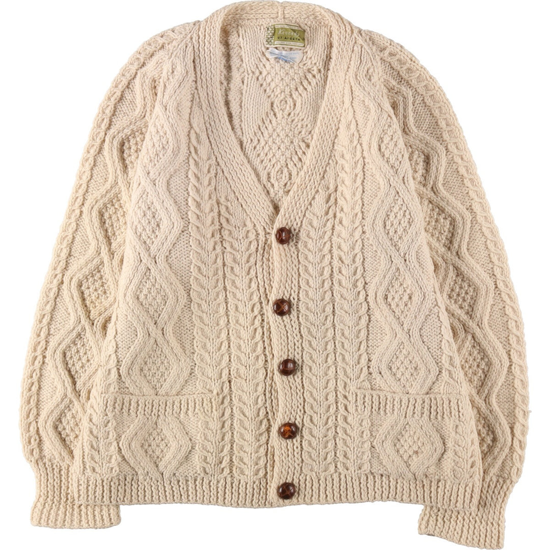 80s~ Kennedy hand knitted fisherman Aran knit cardigan made in Ireland, men's size L, vintage /eaa488207