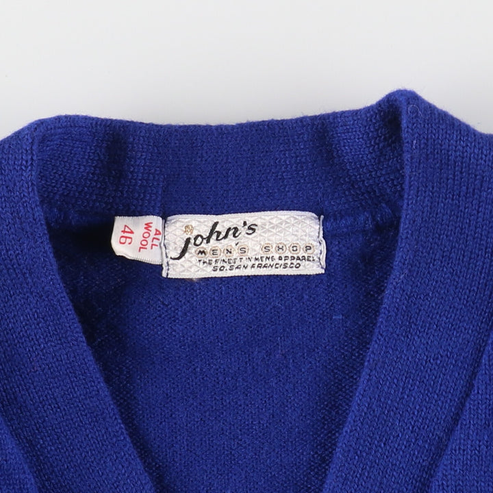 60'S John's Wool Lettered Knit Cardigan, Men's XL Size, Vintage /eaa488209