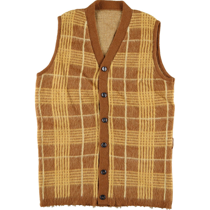 Check Pattern Front Opening Wool Vest Men's M Size /eaa488220