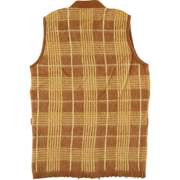 Check Pattern Front Opening Wool Vest Men's M Size /eaa488220