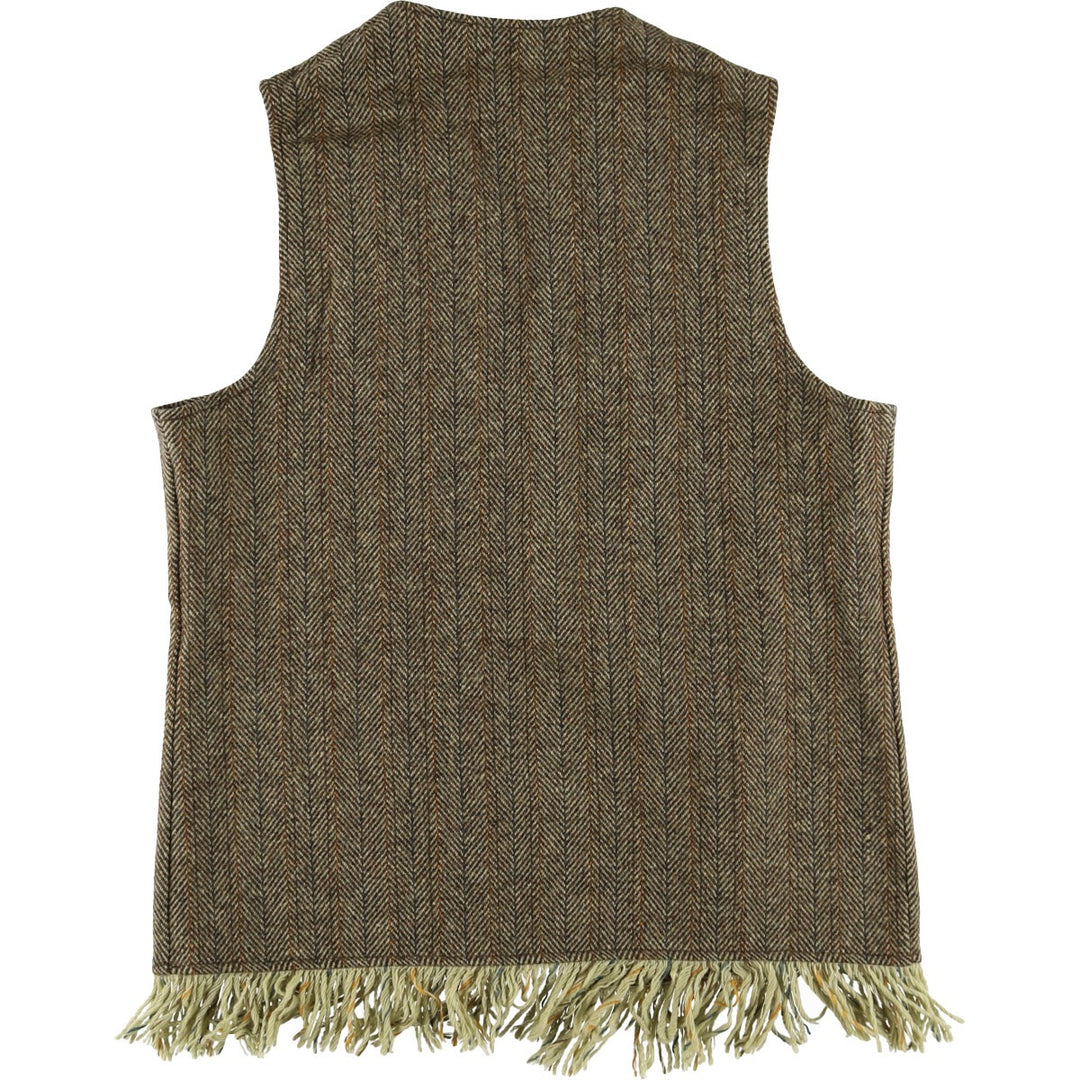 70'S WOOLRICH All-over Herringbone Open-front Wool Vest Men's M Size Vintage /eaa488221