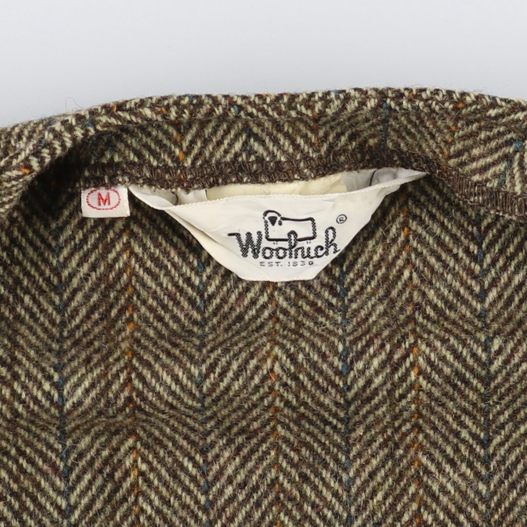 70'S WOOLRICH All-over Herringbone Open-front Wool Vest Men's M Size Vintage /eaa488221