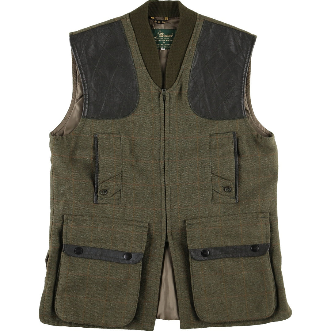 Beaver Check Pattern Hunting Vest Made in England Men's L size /eaa488225