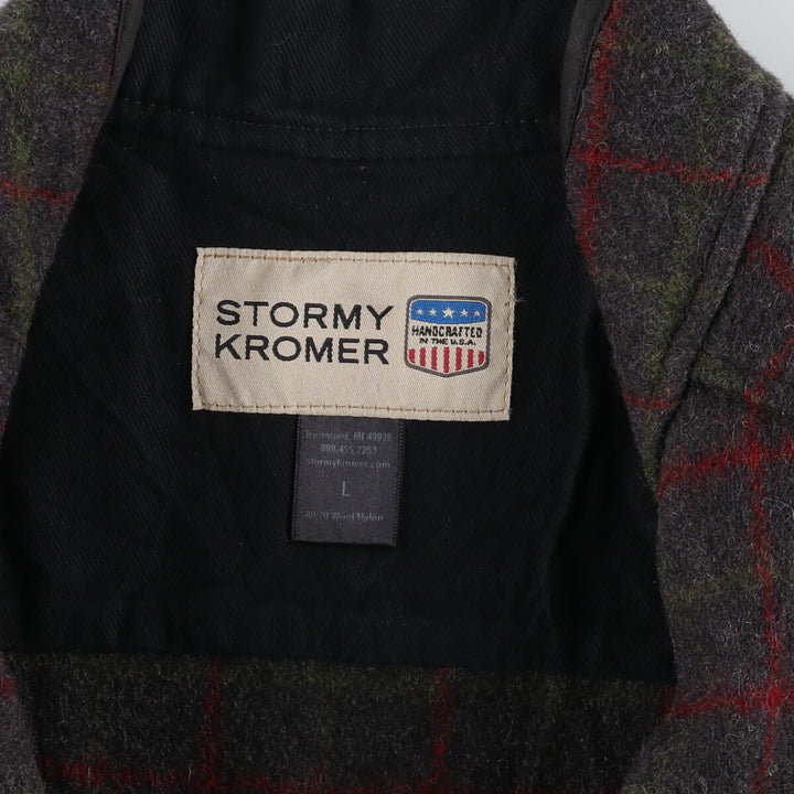 STORMY KROMER Check Pattern Full Zip Wool Vest Made in USA Men's L size /eaa488226