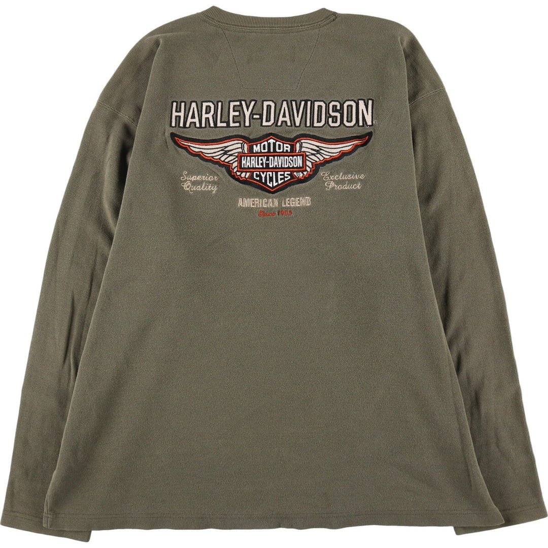 Harley-Davidson Thermal Long T-Shirt Men's XL Henley Neck /eaa488259