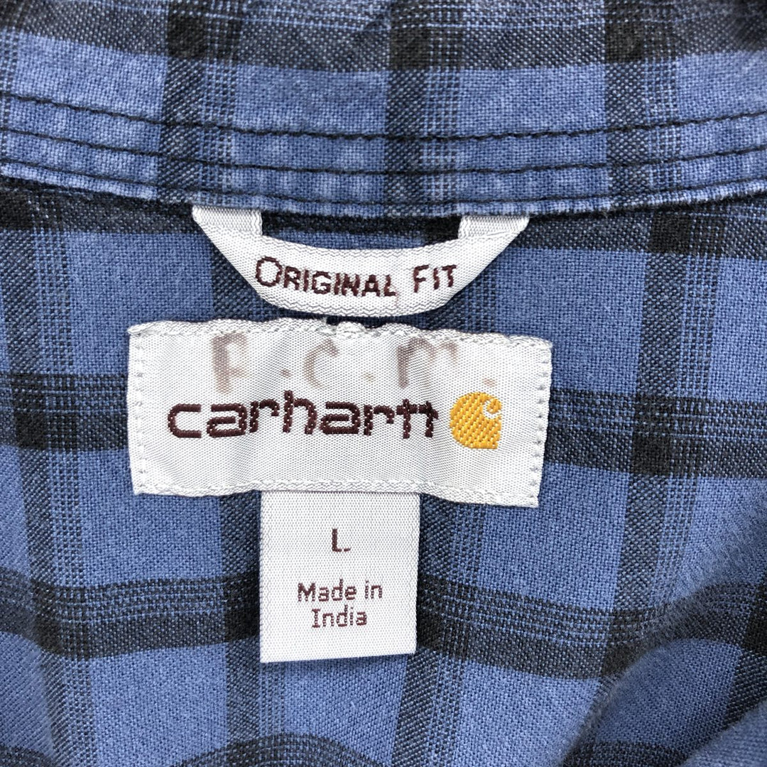 Carhartt ORIGINAL FIT long sleeve button-down check shirt, men's size L / eaa488357