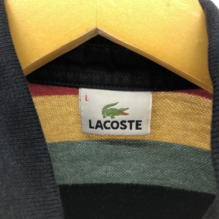 LACOSTE Border Pattern Long Sleeve Border Polo Shirt Men's Size L / eaa488367