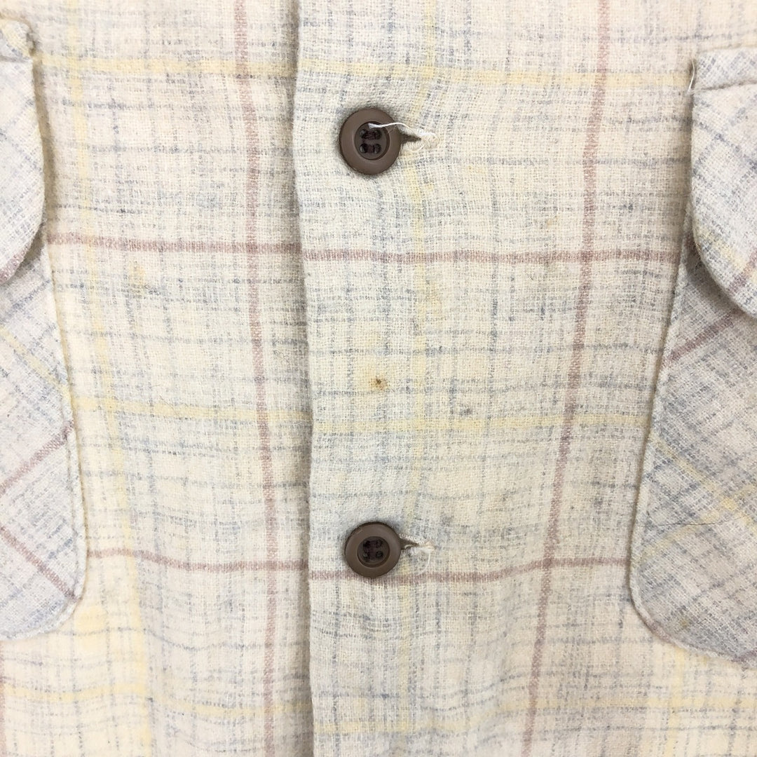 70'S Pendleton Check Pattern Wool Box Shirt Made in USA Men's L Size Vintage /eaa488406