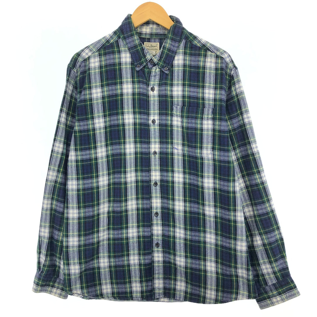 00'S LLBean TRADITIONAL FIT long sleeve button down flannel check shirt men's size L /eaa488411