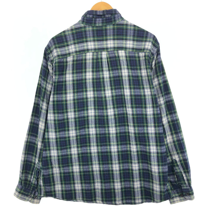 00'S LLBean TRADITIONAL FIT long sleeve button down flannel check shirt men's size L /eaa488411