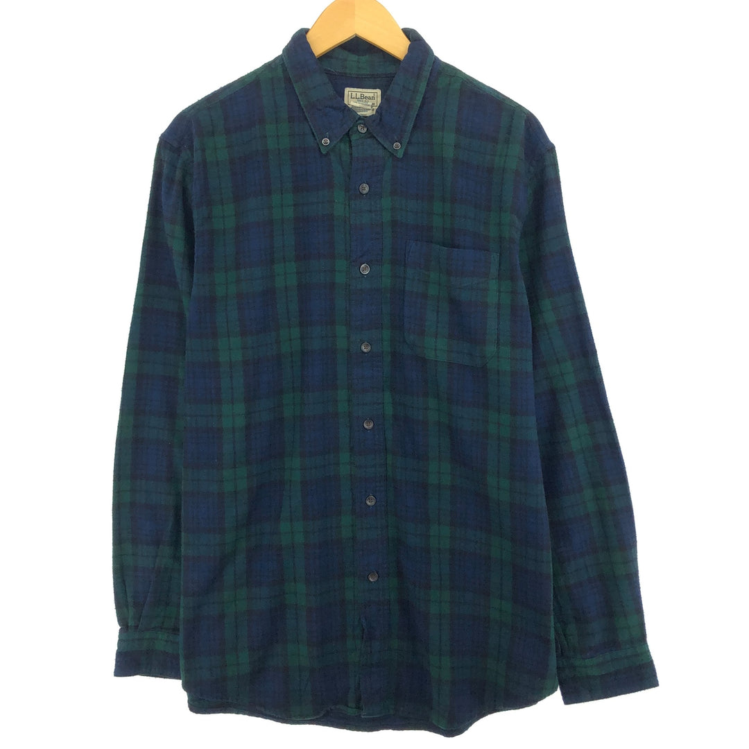 00'S LLBean SLIGHTLY FITTED long sleeve button down flannel check shirt men's size L /eaa488412