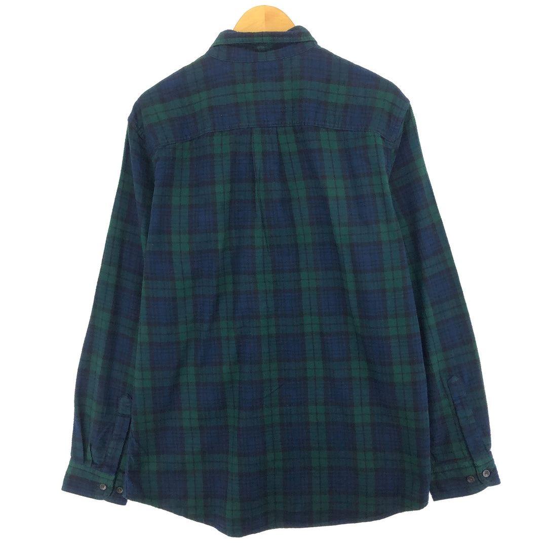 00'S LLBean SLIGHTLY FITTED long sleeve button down flannel check shirt men's size L /eaa488412