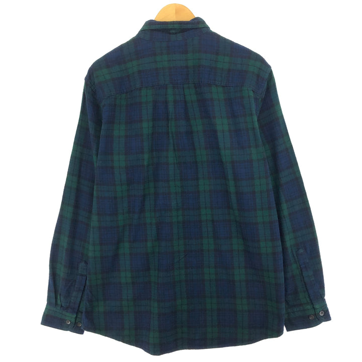 00'S LLBean SLIGHTLY FITTED long sleeve button down flannel check shirt men's size L /eaa488412