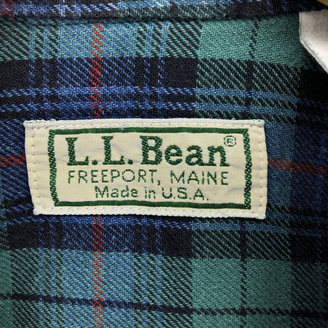 00'S LLBean long sleeve button down flannel check shirt made in USA men's size L /eaa488415