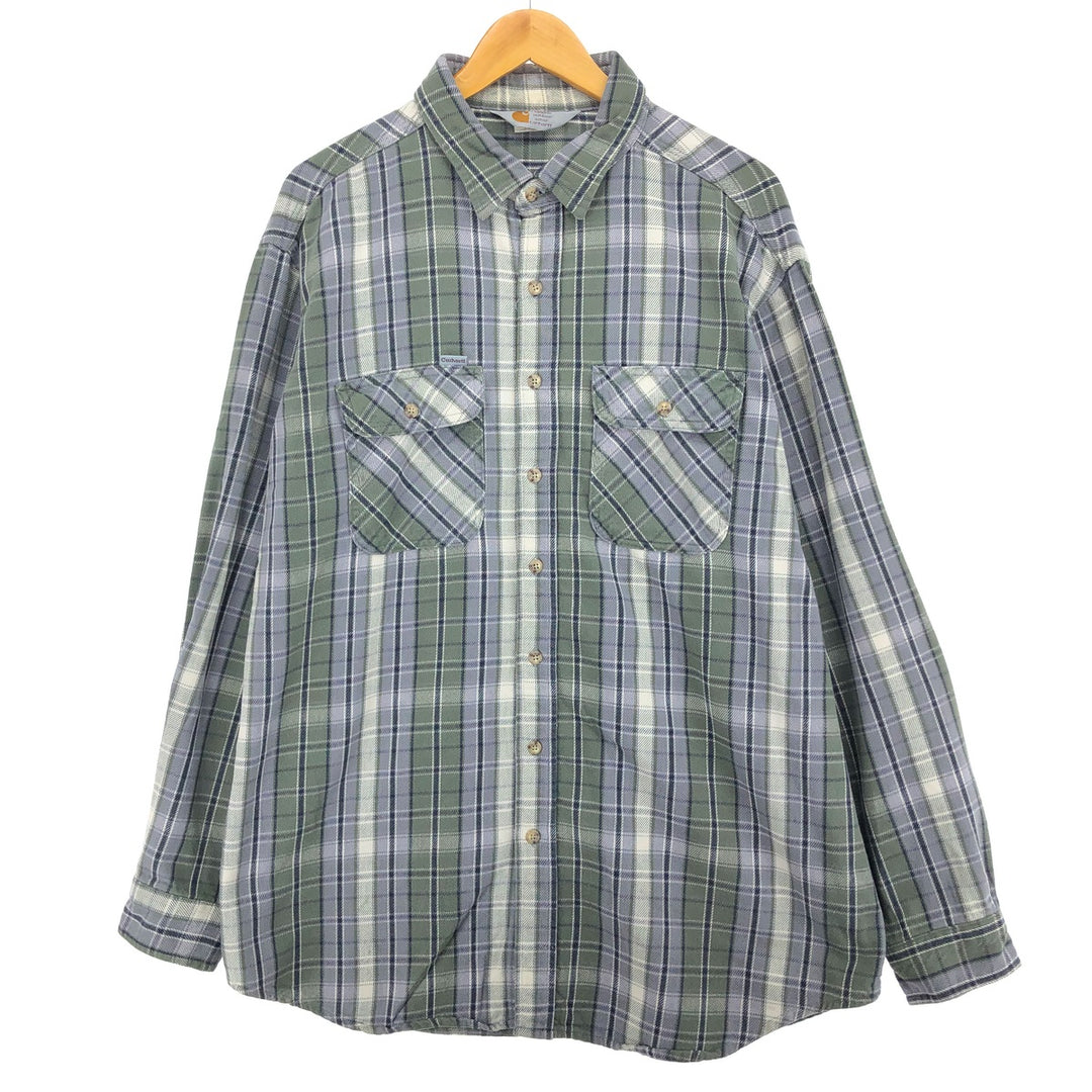 90'S Carhartt Long Sleeve Heavy Flannel Check Shirt Made in USA Men's XXL Vintage /eaa488420