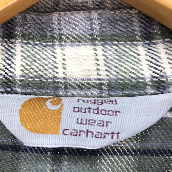 90'S Carhartt Long Sleeve Heavy Flannel Check Shirt Made in USA Men's XXL Vintage /eaa488420