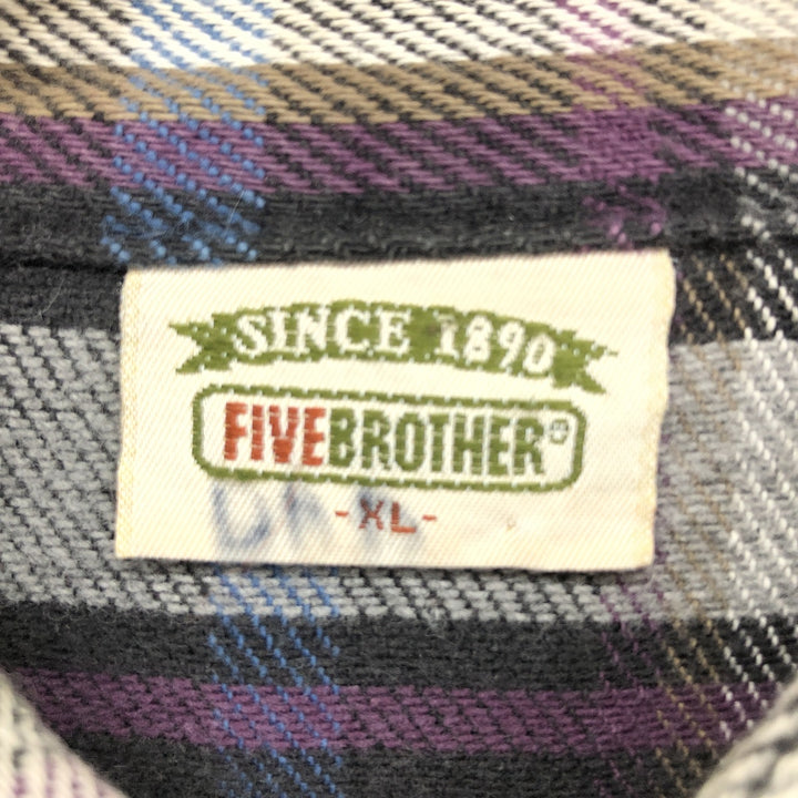 90'S Five Brother Long Sleeve Heavy Flannel Check Shirt Made in USA Men's XL Vintage /eaa488423