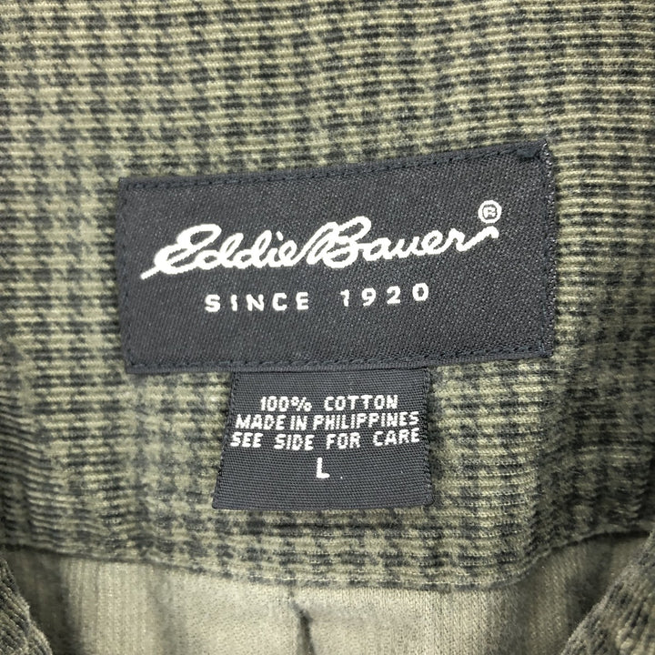 00'S Eddie Bauer all-over print long sleeve button-down corduroy shirt, men's L size / eaa488429