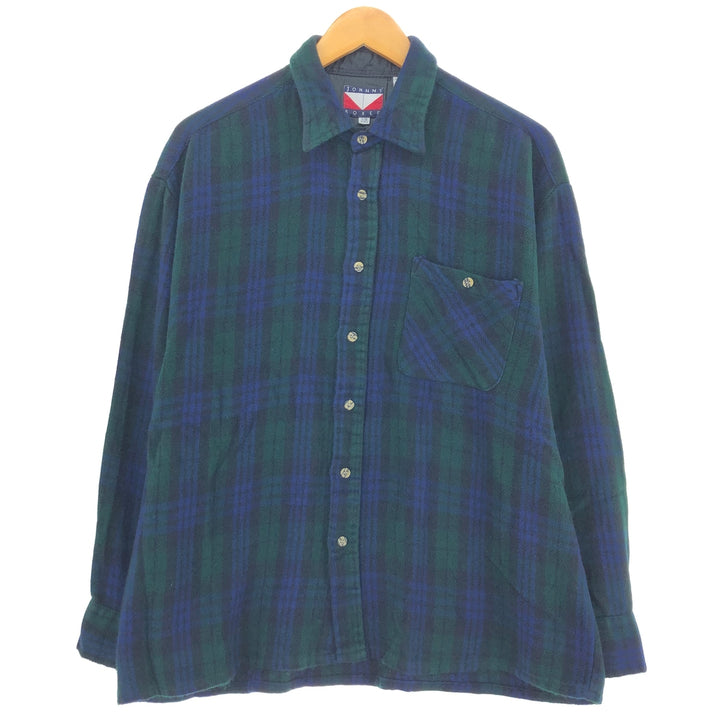 90'S JOHNNY BOXER Check Pattern Wool Shirt Men's Size L Vintage /eaa488439