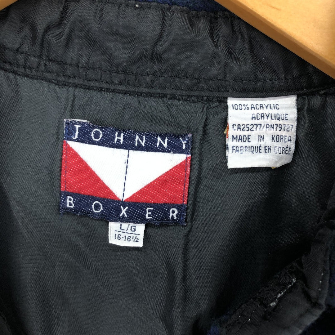 90'S JOHNNY BOXER Check Pattern Wool Shirt Men's Size L Vintage /eaa488439