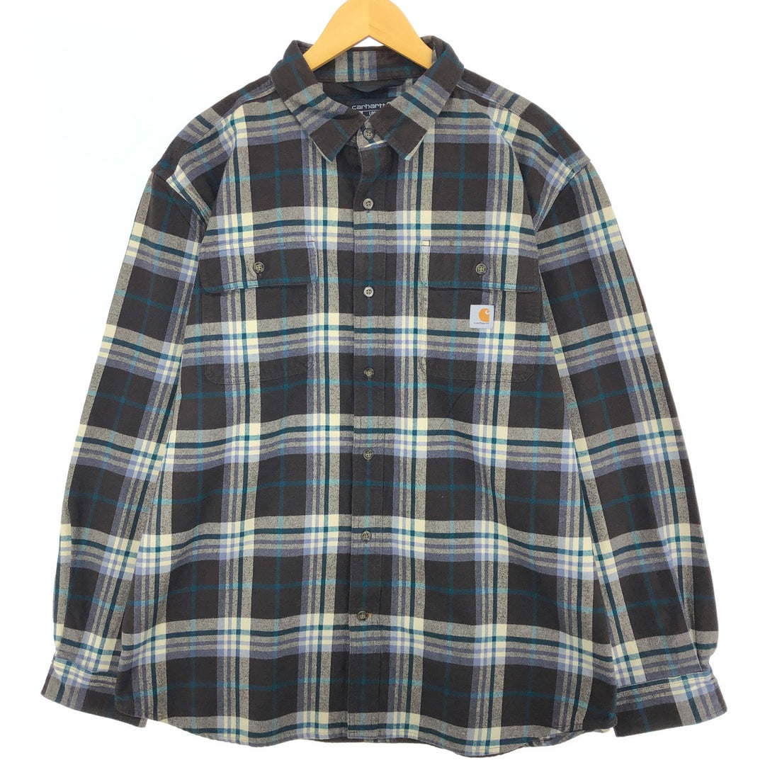 Carhartt Loose Fit Long Sleeve Heavy Flannel Check Shirt Men's XL / eaa488461