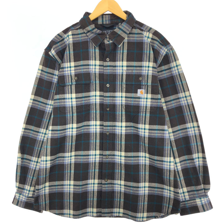 Carhartt Loose Fit Long Sleeve Heavy Flannel Check Shirt Men's XL / eaa488461