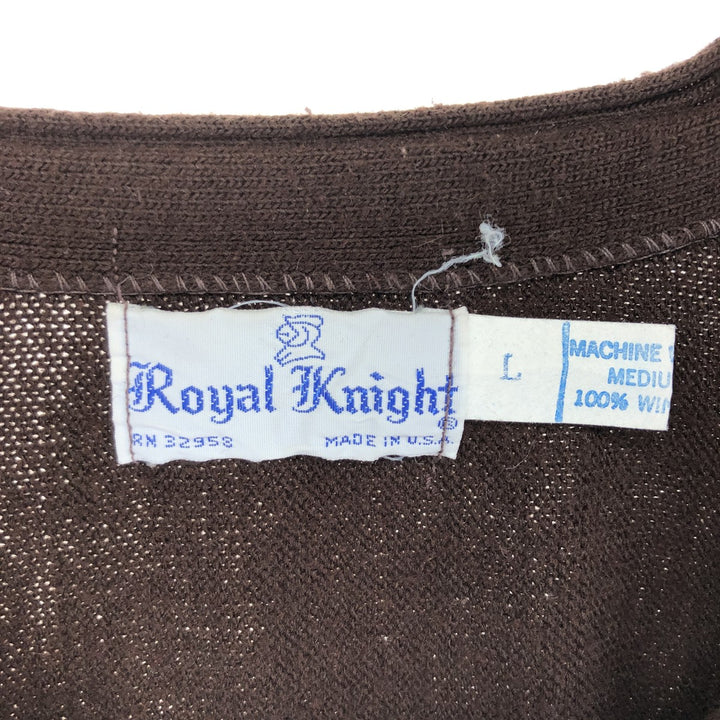 70'S Royal Knight Acrylic Knit Cardigan Made in USA Men's L Size Vintage /eaa488516