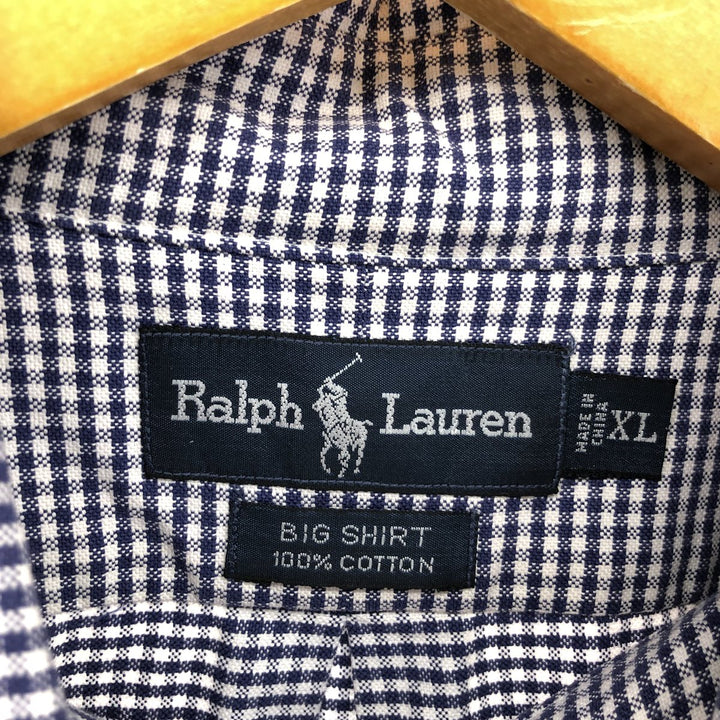 Ralph Lauren BIG SHIRT Long sleeve button-down check shirt Men's XL equivalent /eaa488582