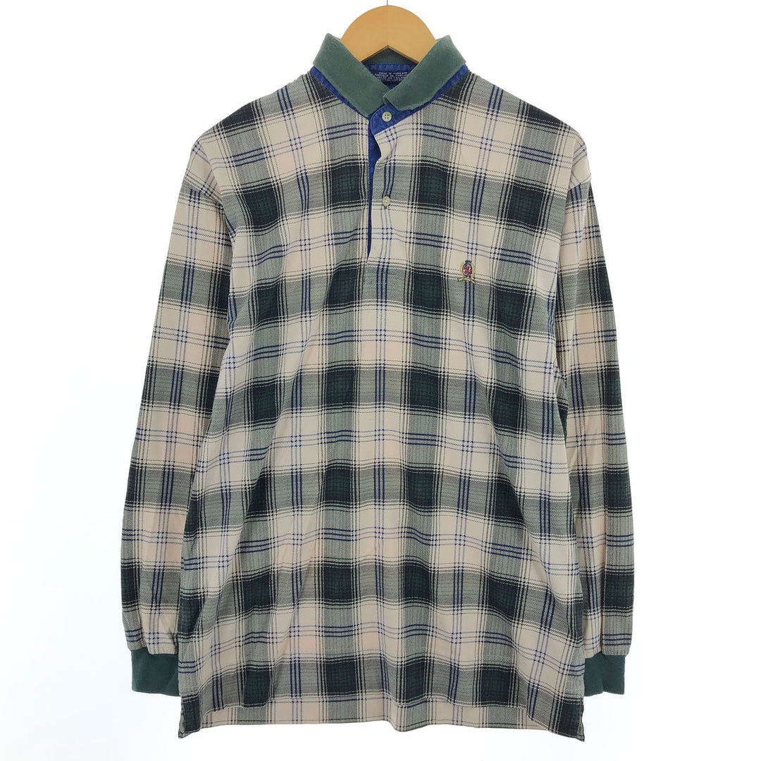 00'S Tommy Hilfiger TOMMY HILFIGER HILFIGER Long Sleeve Check Polo Shirt Men's M Size / eaa488800