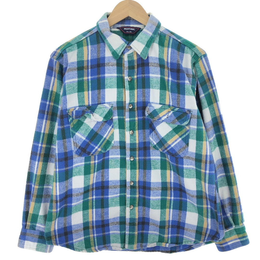 MIGHTY-MAC Long Sleeve Flannel Check Shirt Men's Size L /eaa488840