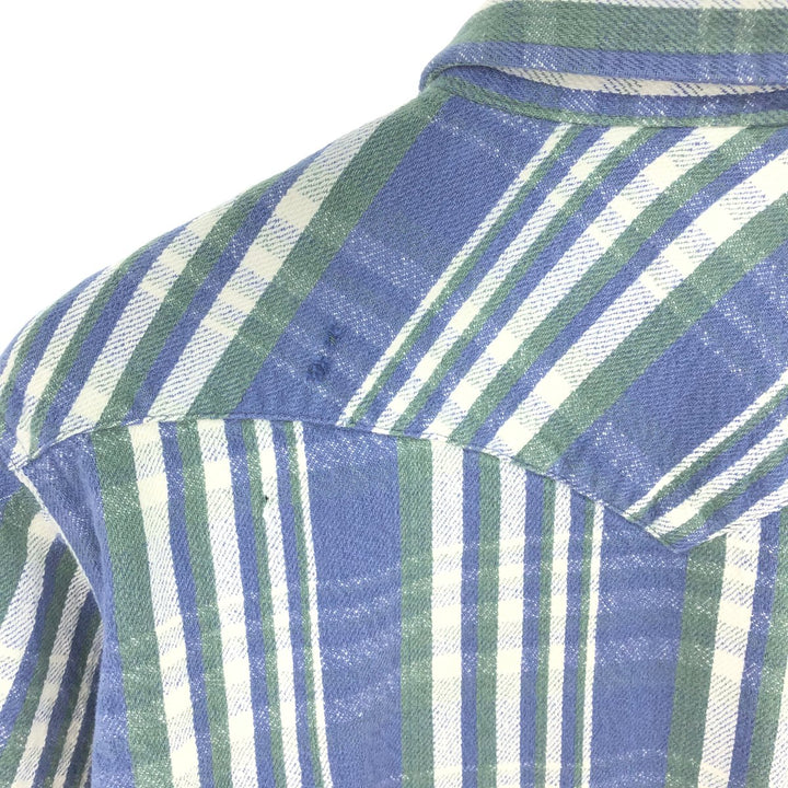 80'S Wrangler Stripe Pattern Long Sleeve Heavy Flannel Shirt Men's L Size Vintage /eaa488841