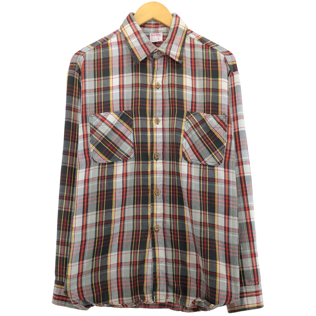 70's BIG MAC long sleeve flannel check shirt made in USA, men's size L /eaa488842