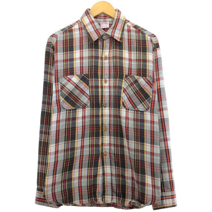 70's BIG MAC long sleeve flannel check shirt made in USA, men's size L /eaa488842