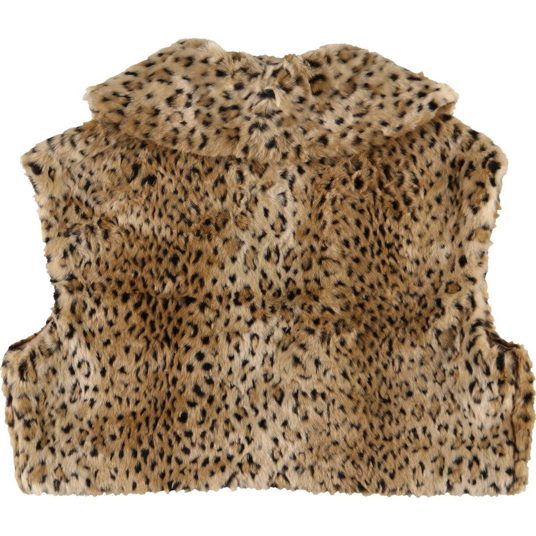 INC Leopard Pattern Cropped Length Fur Vest Women's L size / eaa488863