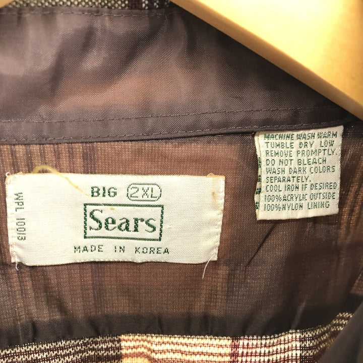 70'S Sears Long Sleeve Flannel Check Shirt Men's XXL Vintage /eaa488903