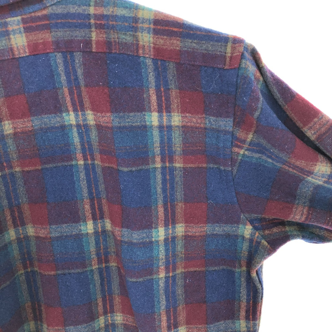 Vintage 70'S Pendleton Check Pattern Wool Button-Down Shirt Made in USA Men's L Size /eaa488904