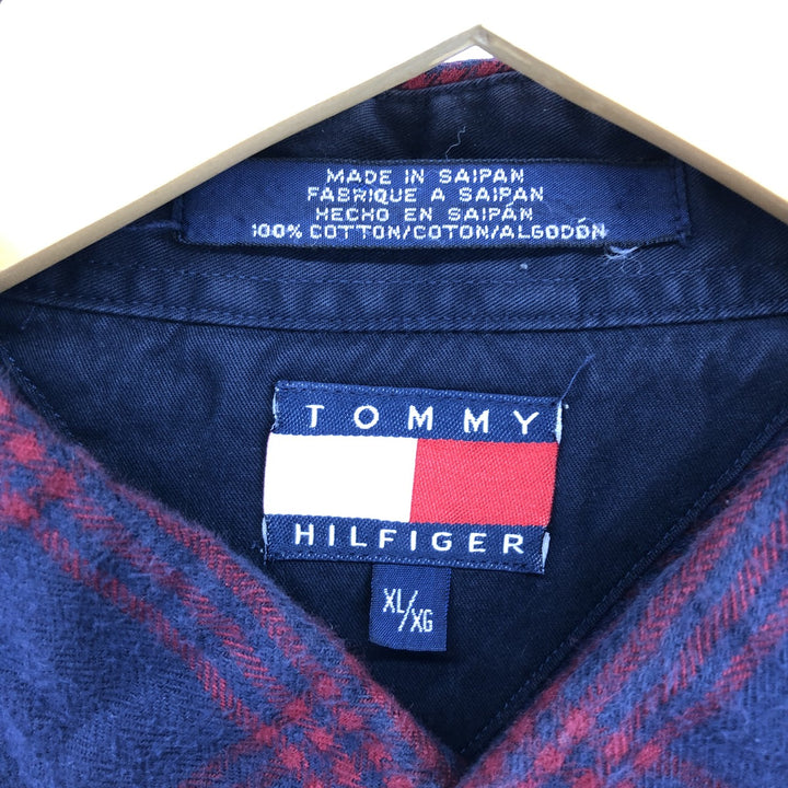 90s~00'S Tommy Hilfiger Long Sleeve Button Down Flannel Check Shirt Men's XL Vintage /eaa488911