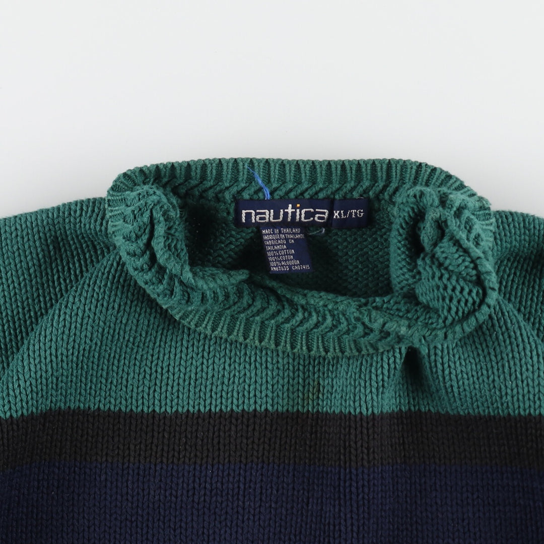 90'S NAUTICA Multi-border Cotton Knit Sweater Men's XL Vintage /eaa489214