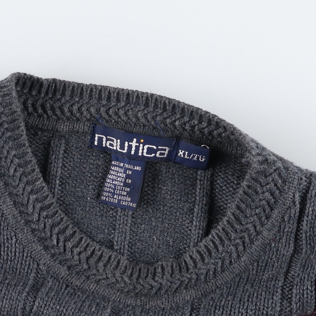 90'S NAUTICA Crazy Pattern Cotton Knit Sweater Men's XL Size Vintage /eaa489220