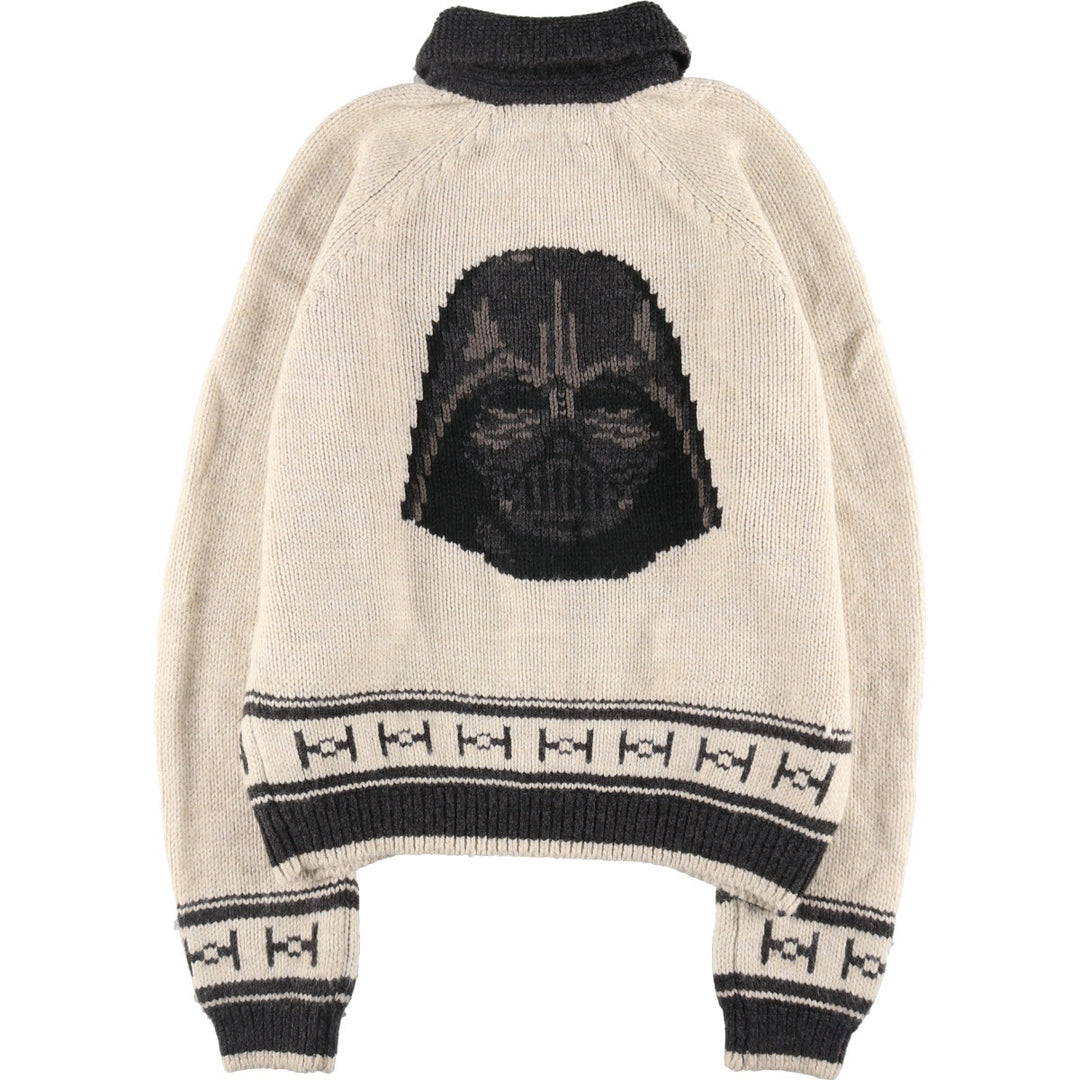 GAP STAR WARS all-over print acrylic knit full zip sweater with collar, men's size M /eaa489264