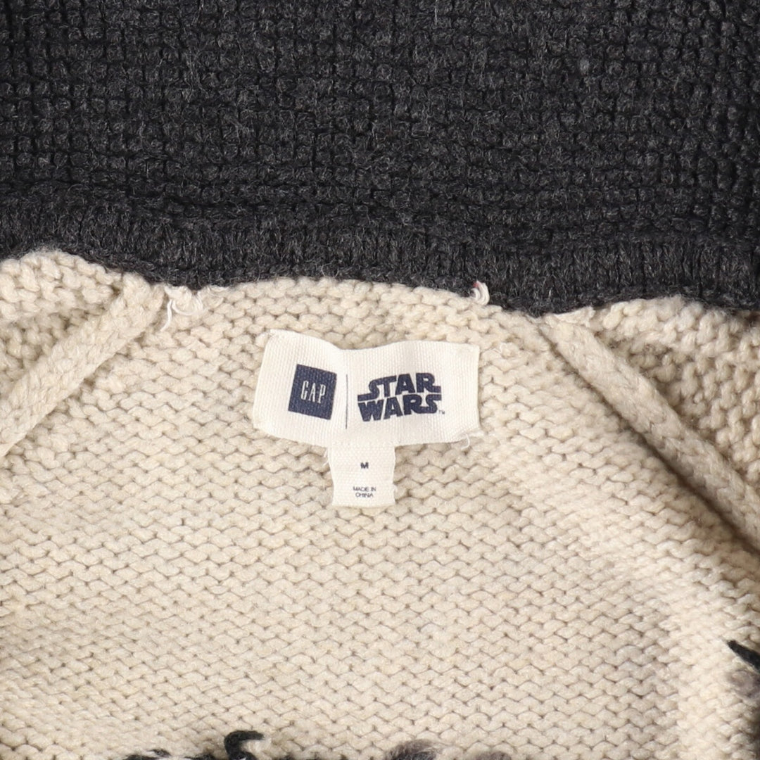 GAP STAR WARS all-over print acrylic knit full zip sweater with collar, men's size M /eaa489264