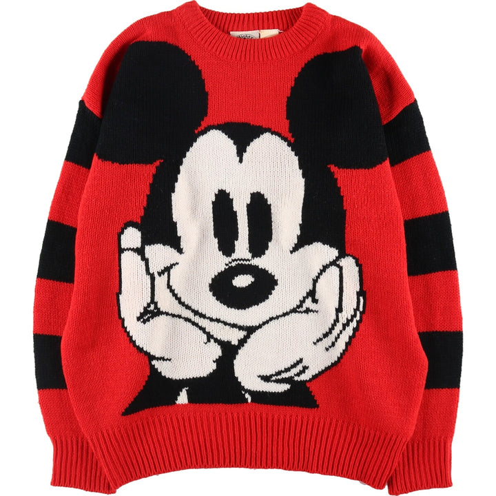 Mickey and co. MICKEY MOUSE Mickey Mouse all-over print acrylic knit sweater Men's L size /eaa489281