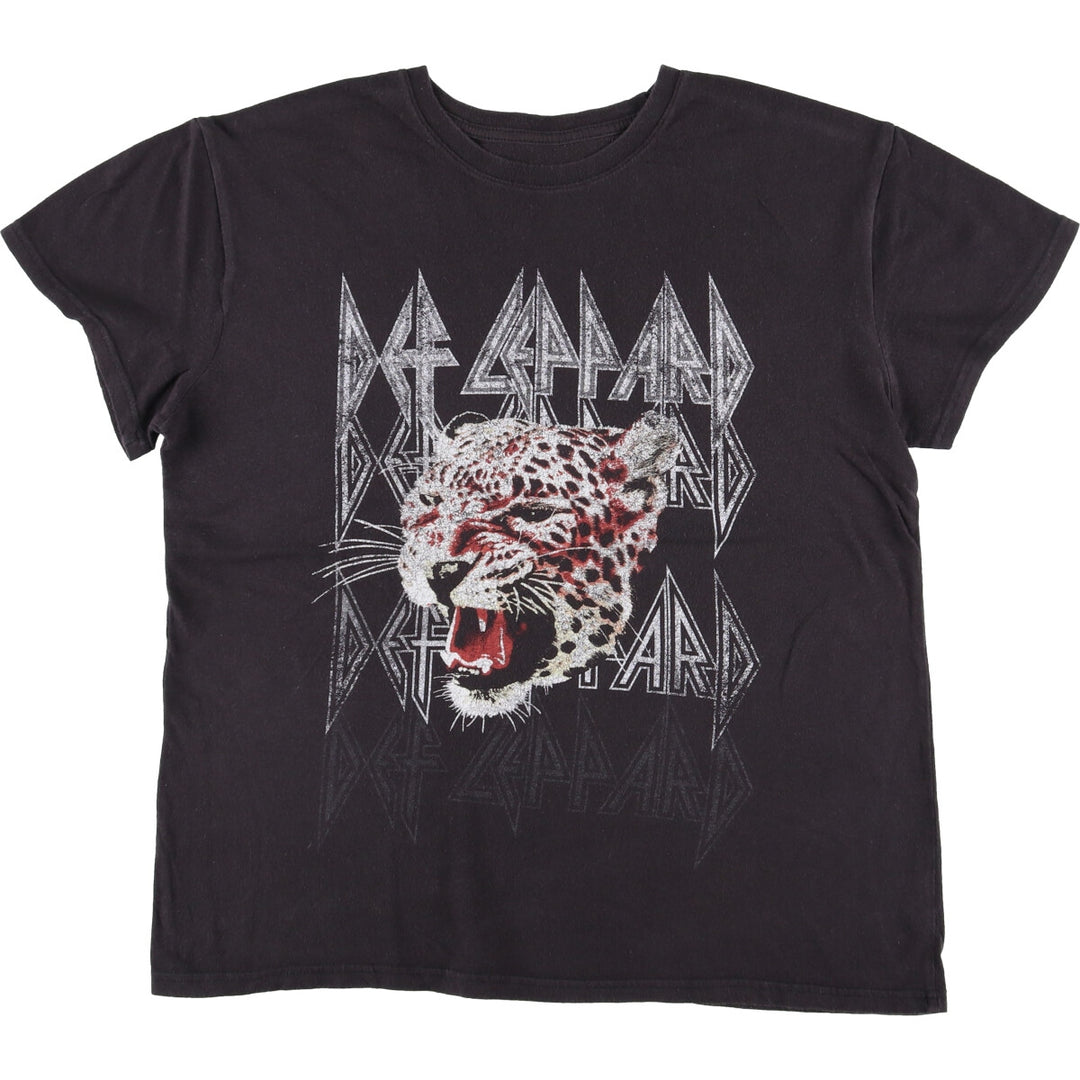 DEF LEPPARD Def Leppard Band T-shirt Band T Men's XL size cotton black type Vintage Second Hand