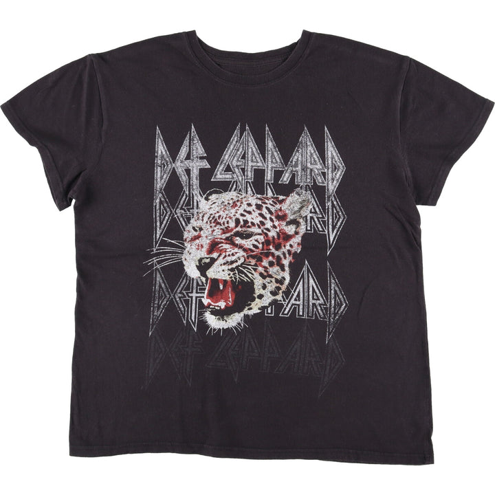 DEF LEPPARD Def Leppard Band T-shirt Band T Men's XL size cotton black type Vintage Second Hand