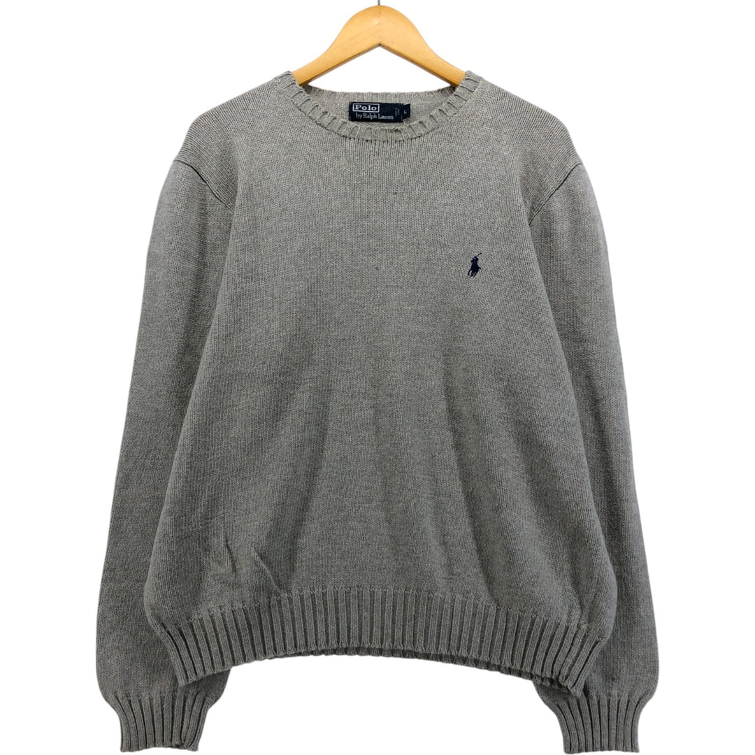 Ralph Lauren POLO by Ralph Lauren Cotton Knit Sweater Men's L size cotton gray type Vintage Second Hand