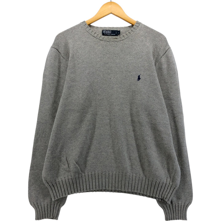 Ralph Lauren POLO by Ralph Lauren Cotton Knit Sweater Men's L size cotton gray type Vintage Second Hand