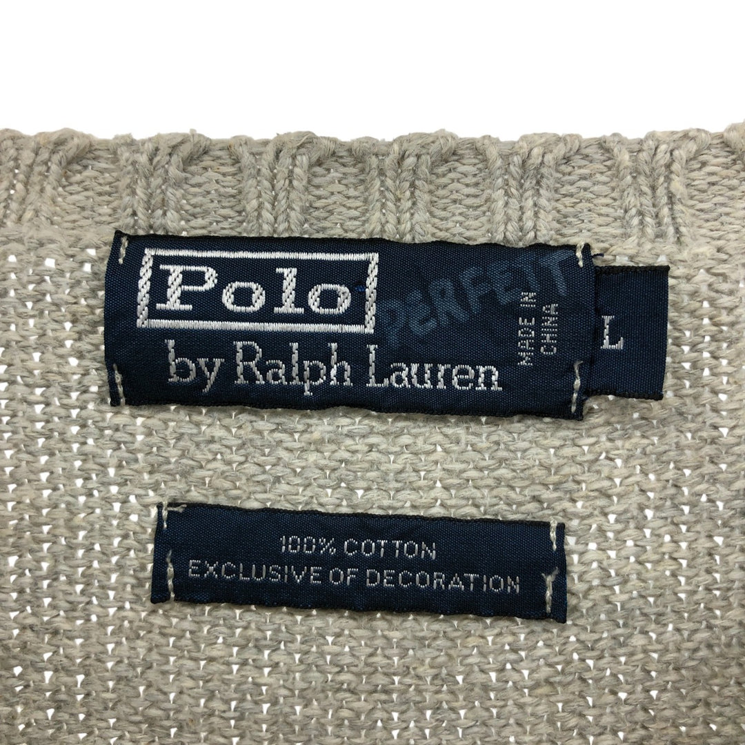 Ralph Lauren POLO by Ralph Lauren Cotton Knit Sweater Men's L size cotton gray type Vintage Second Hand