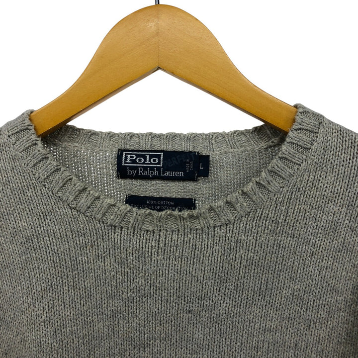 Ralph Lauren POLO by Ralph Lauren Cotton Knit Sweater Men's L size cotton gray type Vintage Second Hand