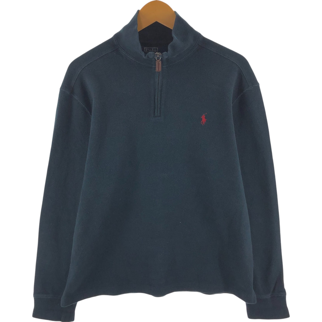 Ralph Lauren POLO by Ralph Lauren Half-Zip Sweatshirt, Men's Size L cotton black type Vintage Second Hand