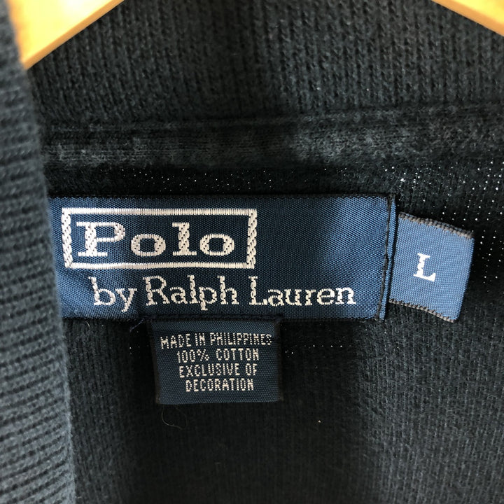 Ralph Lauren POLO by Ralph Lauren Half-Zip Sweatshirt, Men's Size L cotton black type Vintage Second Hand